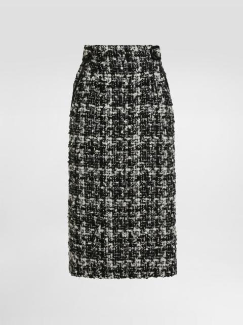 Wool blend check skirt