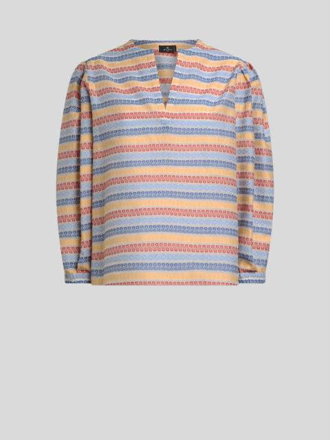 COTTON-BLEND JACQUARD BLOUSE