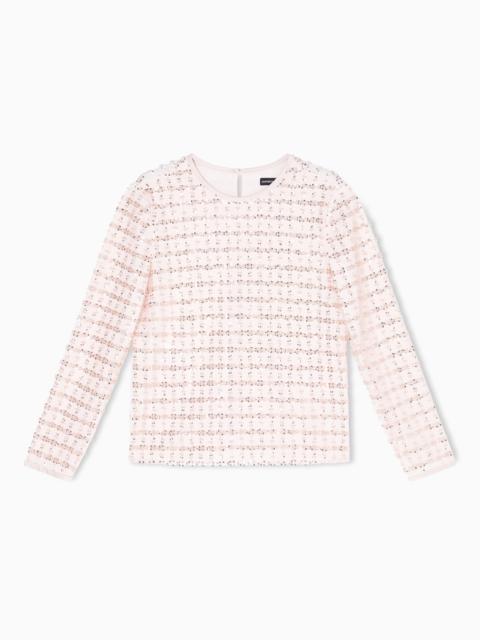 TULLE TOP WITH SEQUIN AND BEAD EMBROIDERY