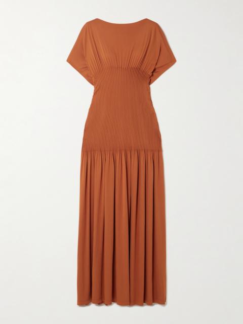 Pleated Stretch-jersey Maxi Dress