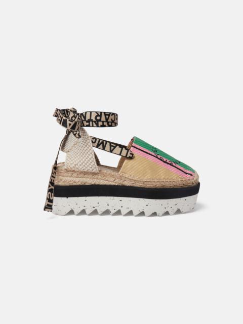 【Stella McCartney】 Multicolor raffia Gaia espadrilles Stella McCartney Gaia Striped Raffia Platform Espadrilles