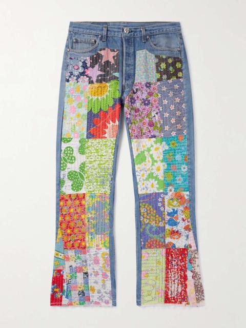 Flared Appliquéd Patchwork Jeans