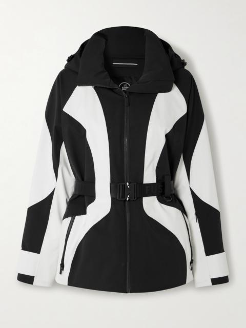 Lexa Belted Hooded Two-tone Ski Jacket