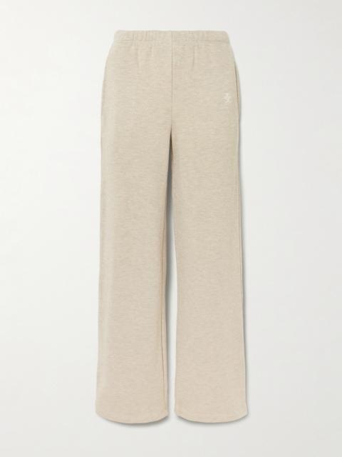 Embroidered French Cotton-blend Terry Wide-leg Sweatpants