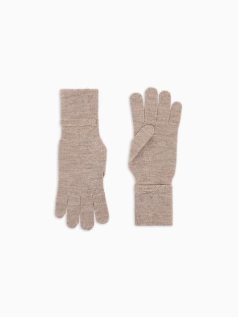 WOOL KNIT GLOVES WITH EA SIGNATURE LOGO EMBROIDERY