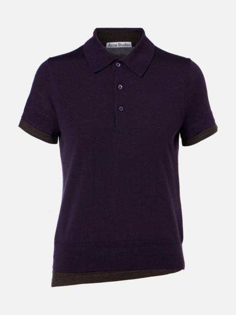 Checked layered wool polo sweater