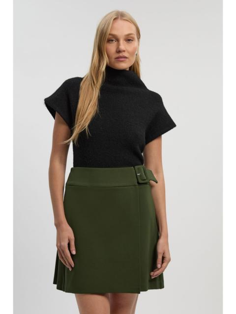 Ponte Pleat Wrap Mini Skirt