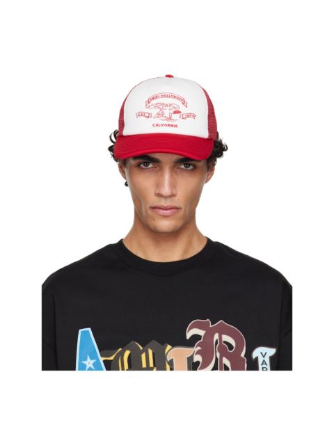 Red & White 'AMIRI' Eagle Trucker Cap