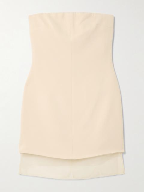 Issia Strapless Silk Organza-trimmed Crepe Mini Dress
