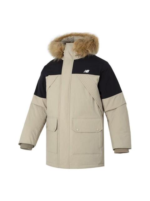 New Balance Warm Hooded Down Jacket 'Beige Black' AMJ34323-SOT