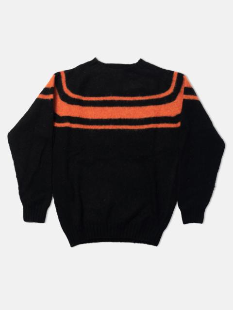 MADE-IN-SCOTLAND BLACK CHEST STRIPE SHAGGY DOG SWEATER - TRIM FIT