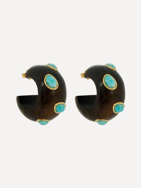 Gold-Plated Acacia Amazonite Hoop Earrings