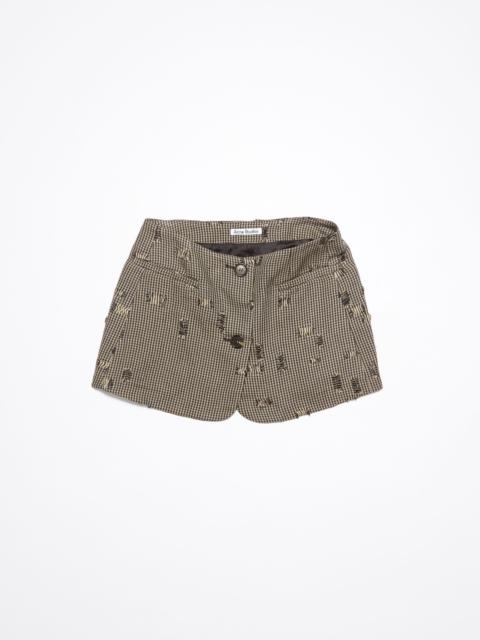 Distressed houndstooth skirt - Grey/beige