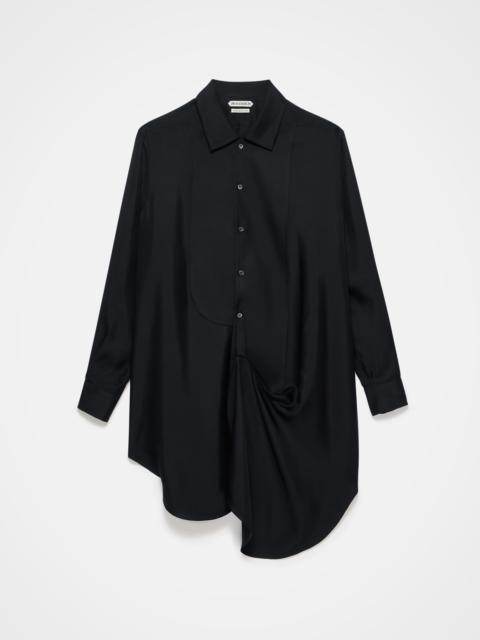 WOMENS TUXEDO DRAPE SILK DRESS IN BLACK