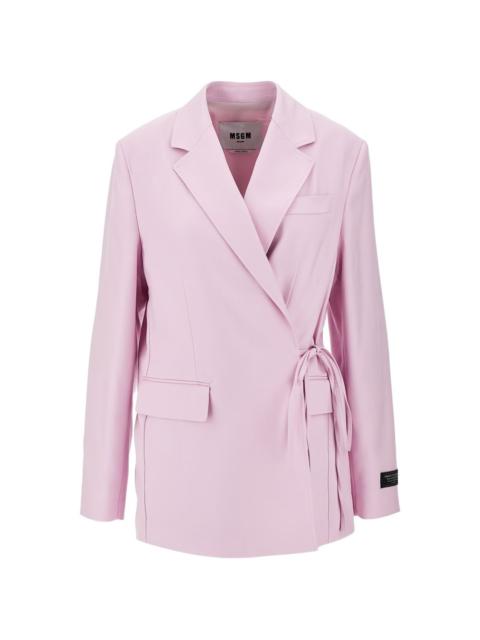 tie-fastening long-sleeve blazer