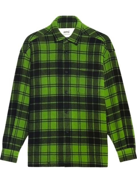 logo-print plaid-patterned shirt