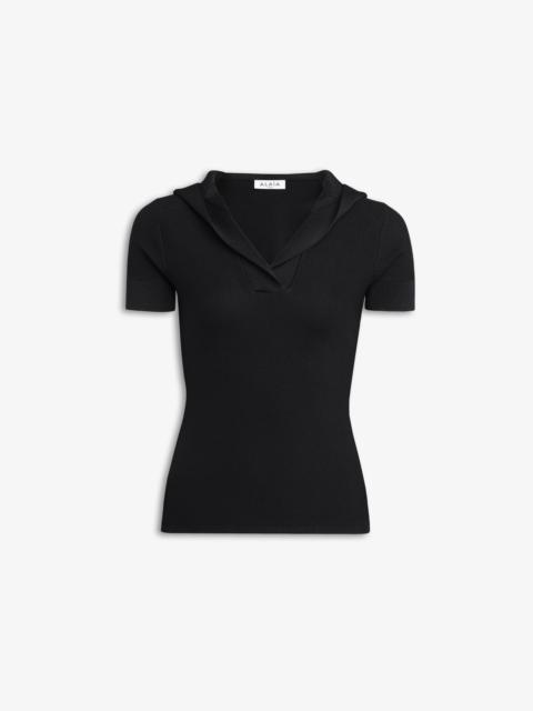 HOODED TOP IN PIQUE KNIT