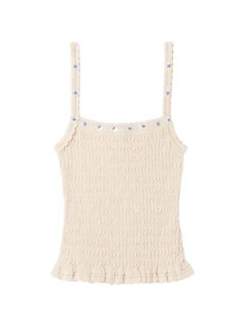 floral-applique textured tank top