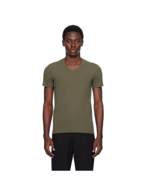 Khaki Cotton Stretch Jersey T-shirt