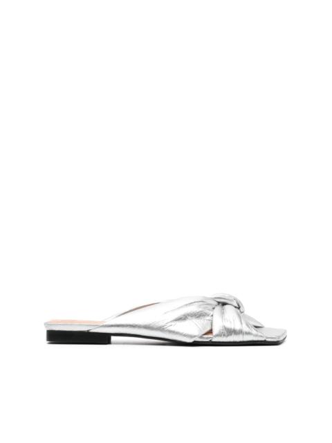 metallic-finish knot-detail flats