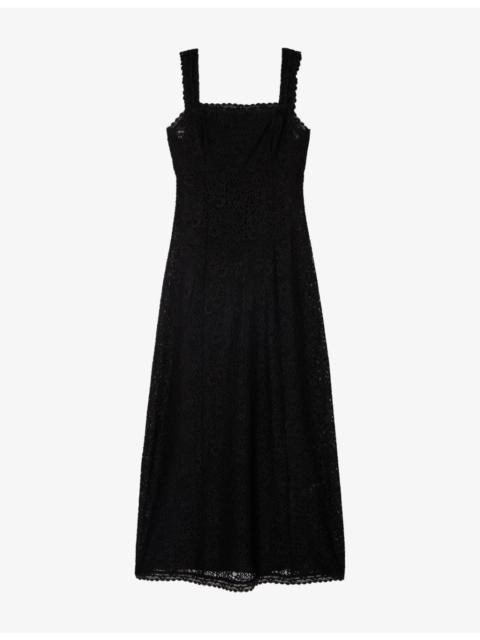 Sleeveless Lace-Embroidered Woven Maxi Dress