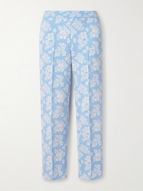 Louis Cropped Floral-jacquard Straight-leg Pants