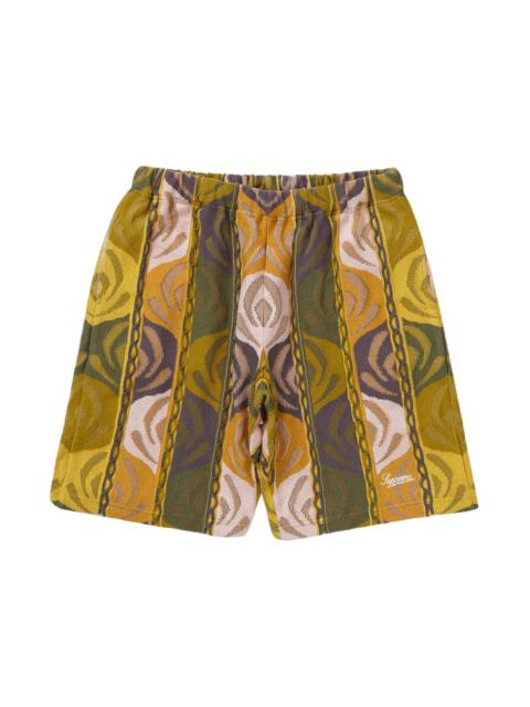 Supreme Abstract Textured Knit Short Dark Olive