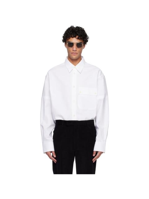 White Opique Double Needle Armband Oversized Shirt