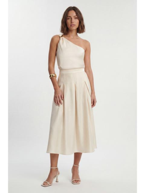 Petite Hammered Satin One Shoulder Woven Top