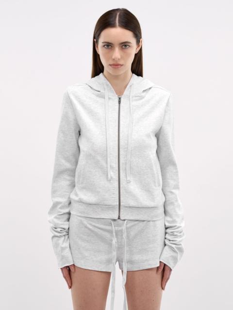 Gray Cotton Cropped Zip Hoodie
