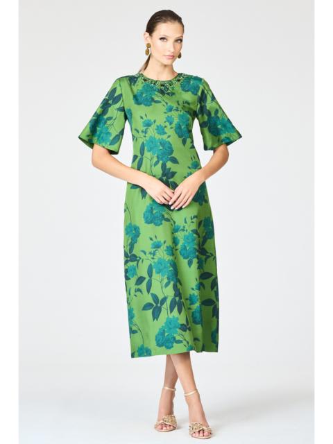EMBELLISHED LEMIE DRESS - EMPRESS GREEN ROSES
