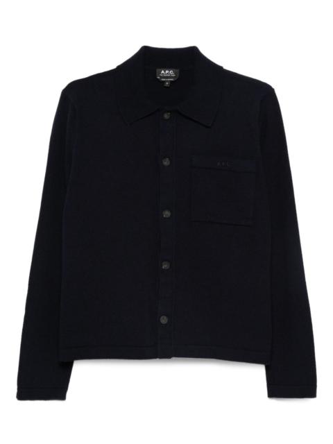 polo-neck buttoned cardigan