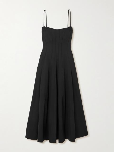 Pleated Crepe Midi Dress