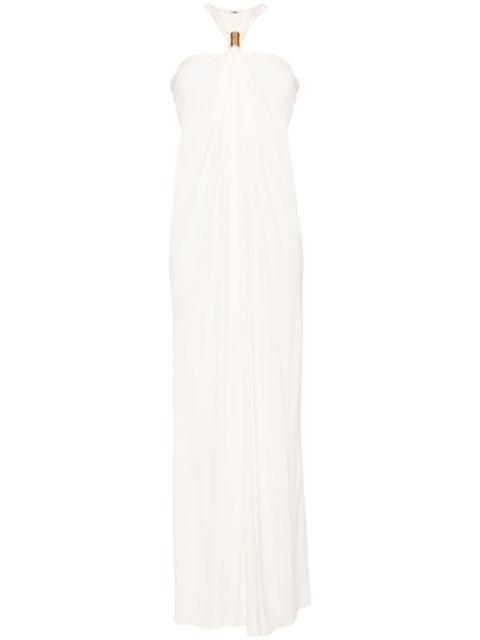 halter neck evening dress
