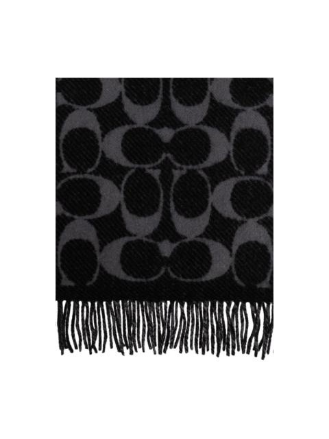 jacquard fringed scarf