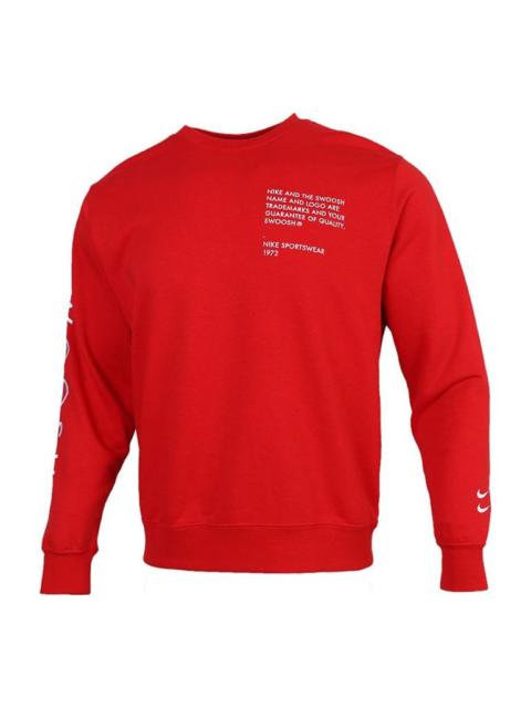 Nike Sportswear Swoosh Solid Color Alphabet Round Neck Pullover Large Red CU4035-657