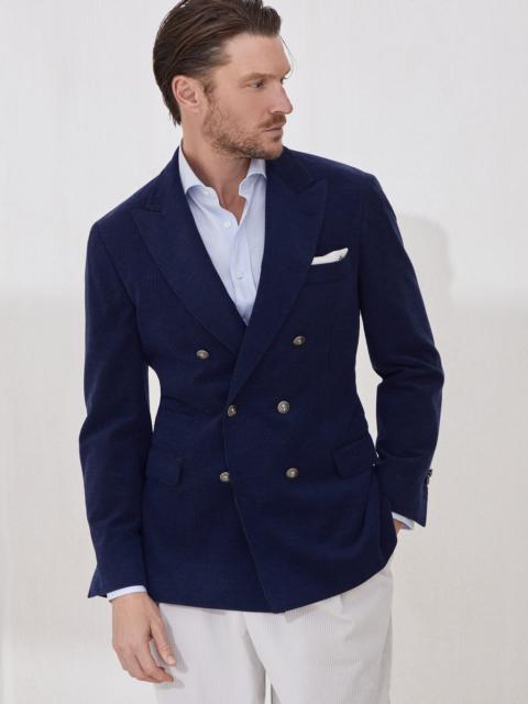 Wool, silk and cashmere corduroy one-and-a-half breasted deconstructed blazer with metal buttons