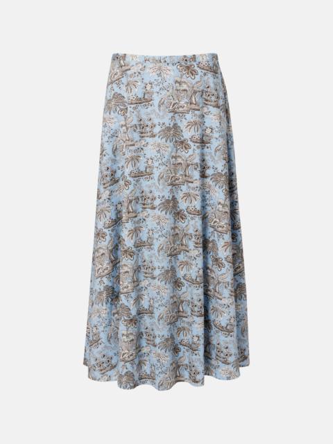 Floral cotton midi skirt