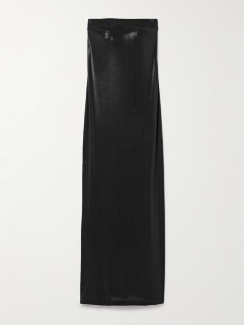 Strapless Stretch-lamé Maxi Dress