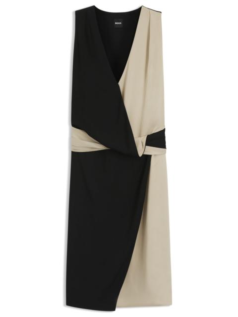 COLOR-BLOCKED DRESS WITH WRAP FRONT