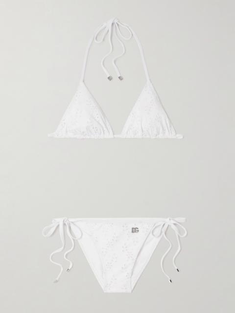 Broderie Anglaise Halterneck Triangle Bikini