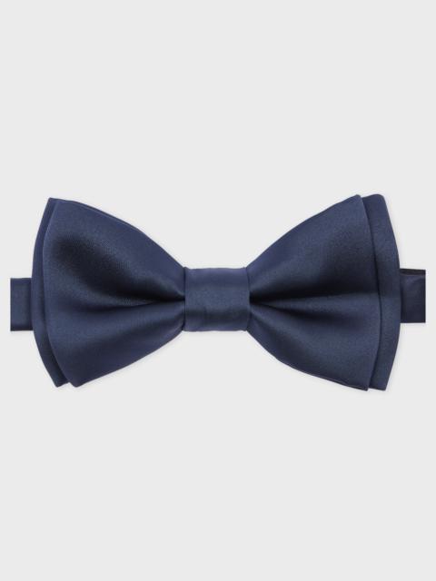 Dark Blue Pre-Tied Satin Bow Tie