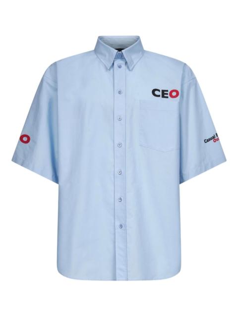 embroidered logo poplin shirt