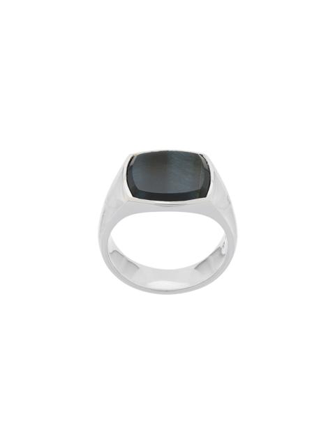 Cushion Blue Hawk Eye signet ring