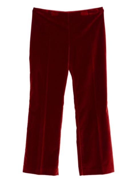 velvet-textured trousers
