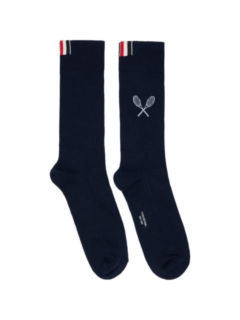 Navy Tennis Racquet Athletic Socks