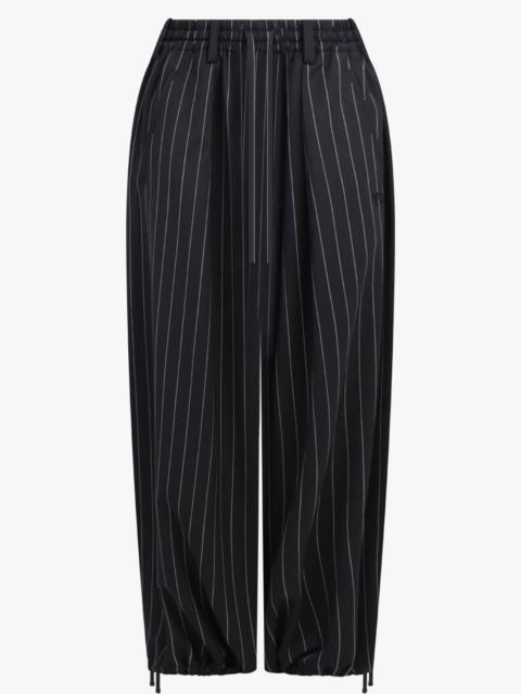 PINSTRIPE CROPPED WIDE-LEG TROUSER | BLACK