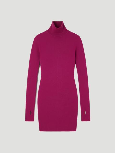 Viscose Blend Roll Neck Thumbhole Cuff Knit Mini Dress