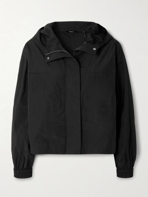 Hooded Gathered Cotton-blend Shell Jacket