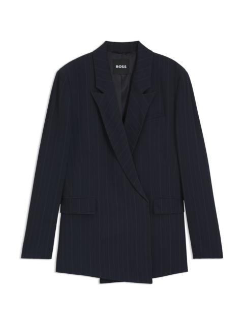 RELAXED-FIT PINSTRIPE BLAZER WITH CONCEALED CLOSURE